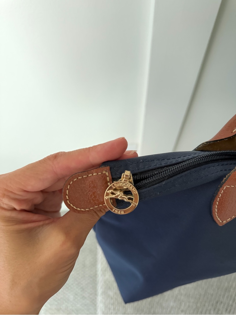 Longchamp Navy and Brown Le Pliage Tote - Picture 4 of 5